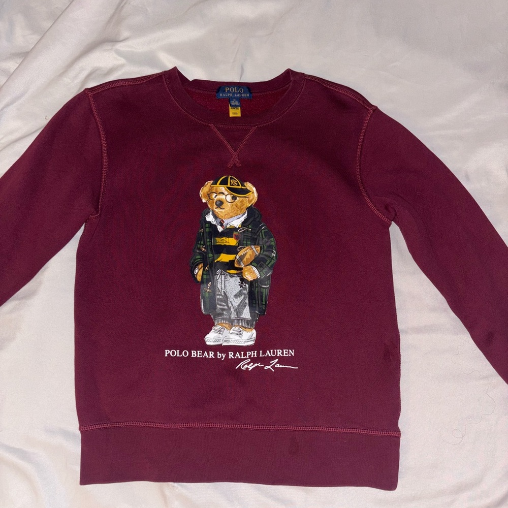 Polo by Ralph Lauren Maroon Sweater with Bear Design
